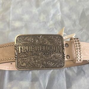 True Religion Tan Belt with Silver Buckle